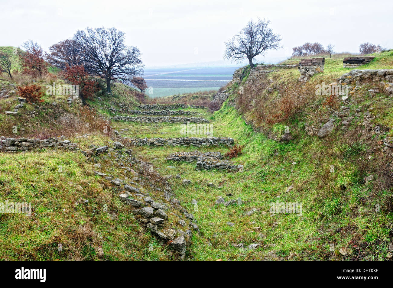 Schliemann scavi di trincea di Troy in Turchia Foto Stock