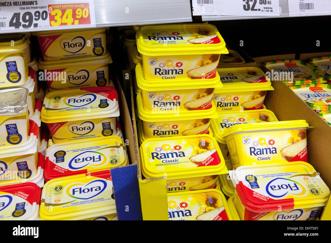 Vendita di prodotti in un supermercato a Repubblica Ceca Foto Stock