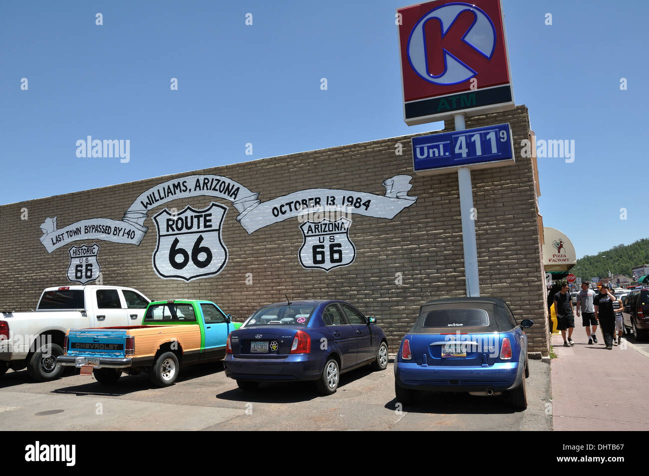 Route 66 segno, Williams, Arizona, Stati Uniti d'America Foto Stock