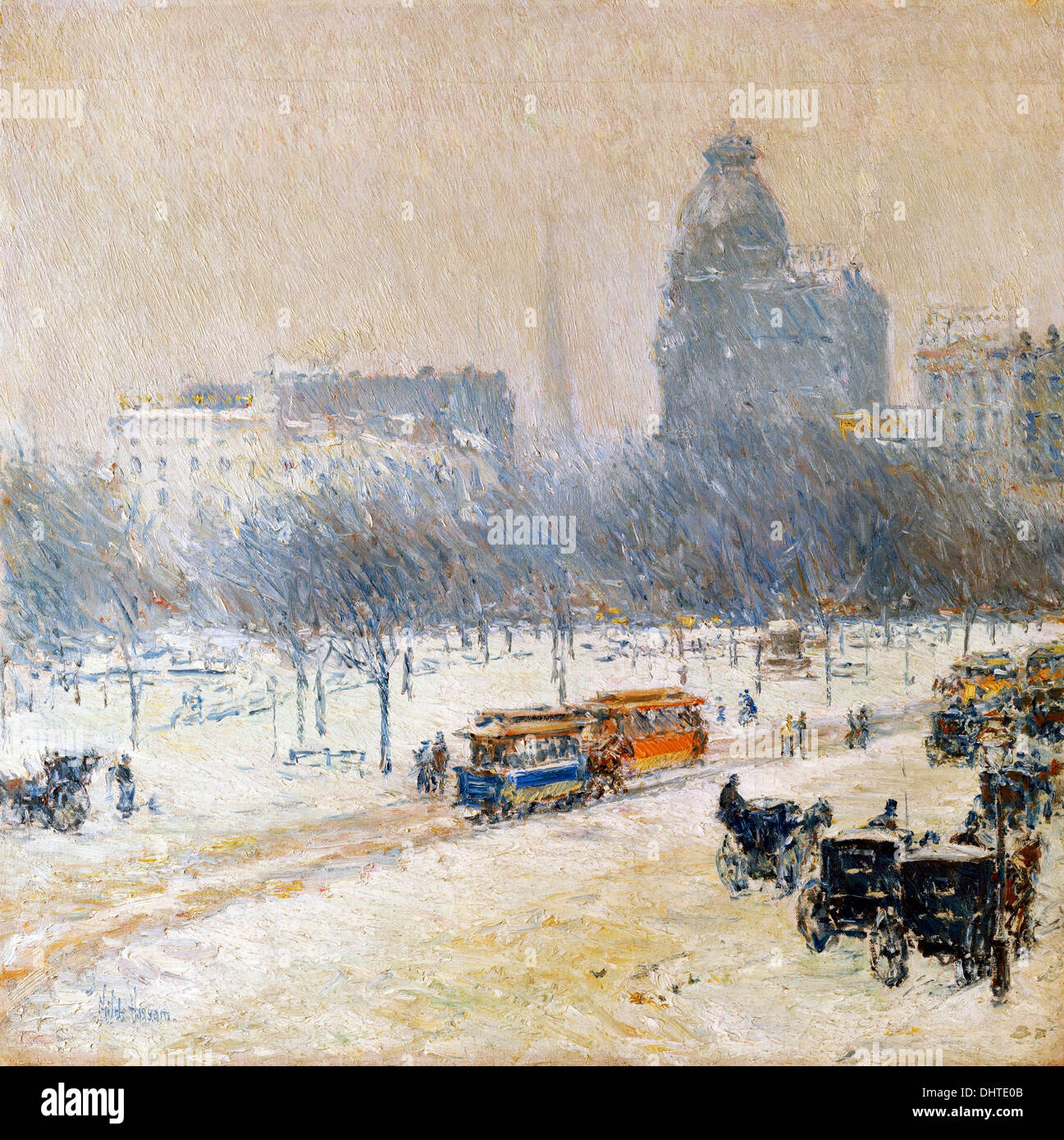 Inverno in Union Square - da bambino Hassam, 1890 Foto Stock