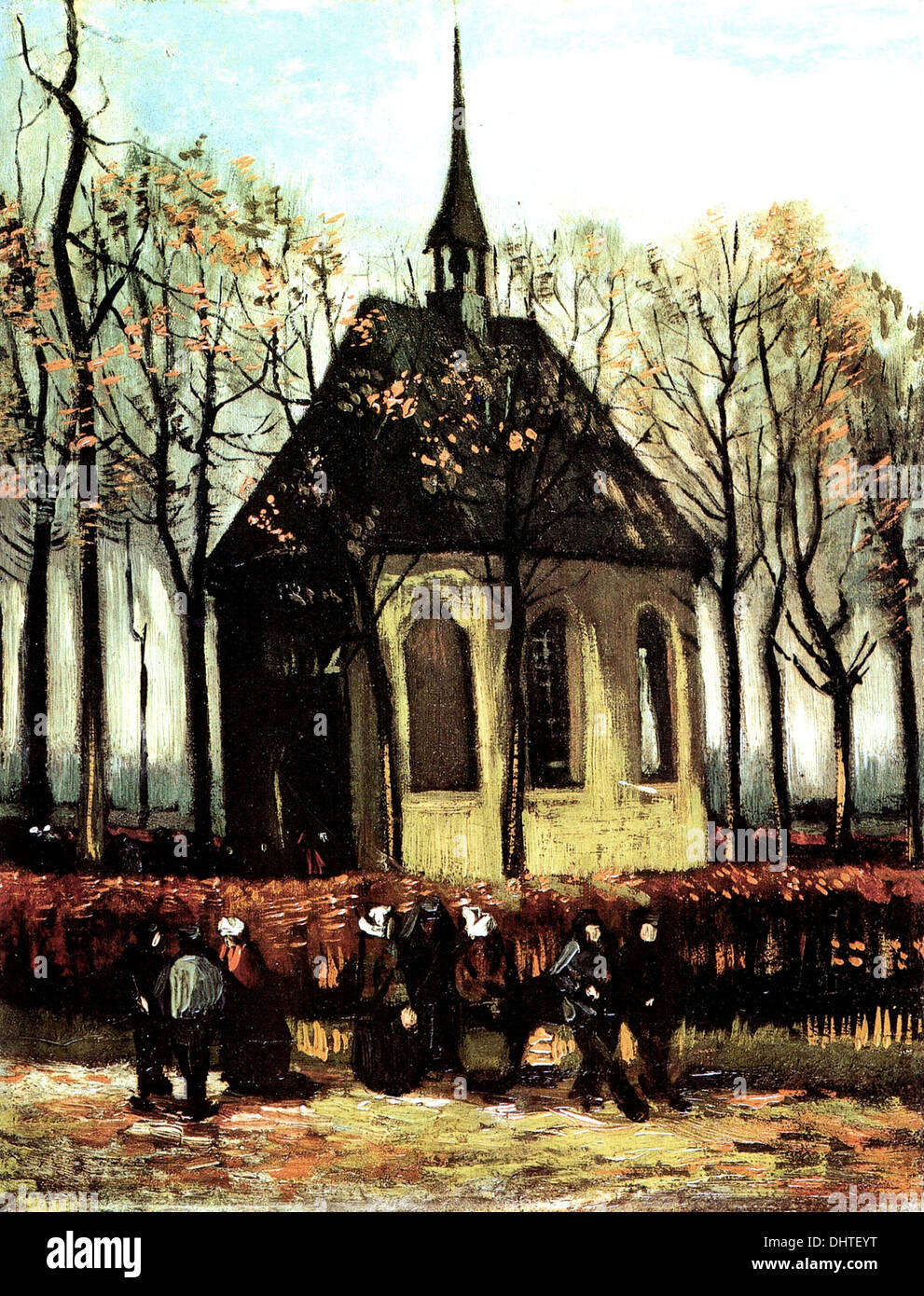 Congregazione lasciando la chiesa riformata in Nuenen - di Vincent van Gogh, 1884 Foto Stock