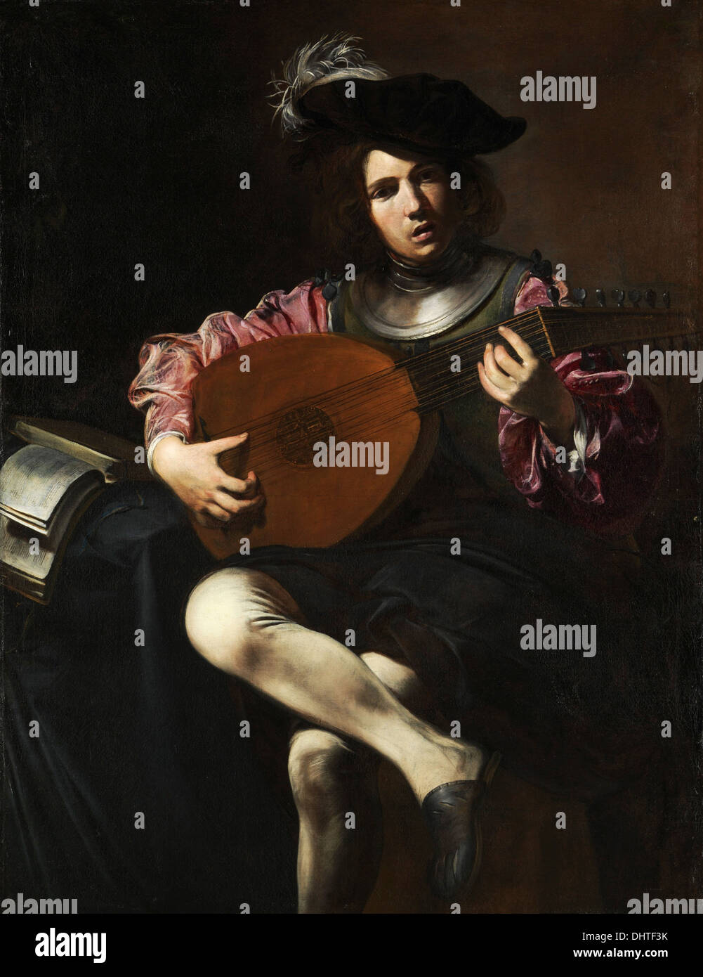 Liuto - Lettore di Valentin de Boulogne, 1626 Foto Stock