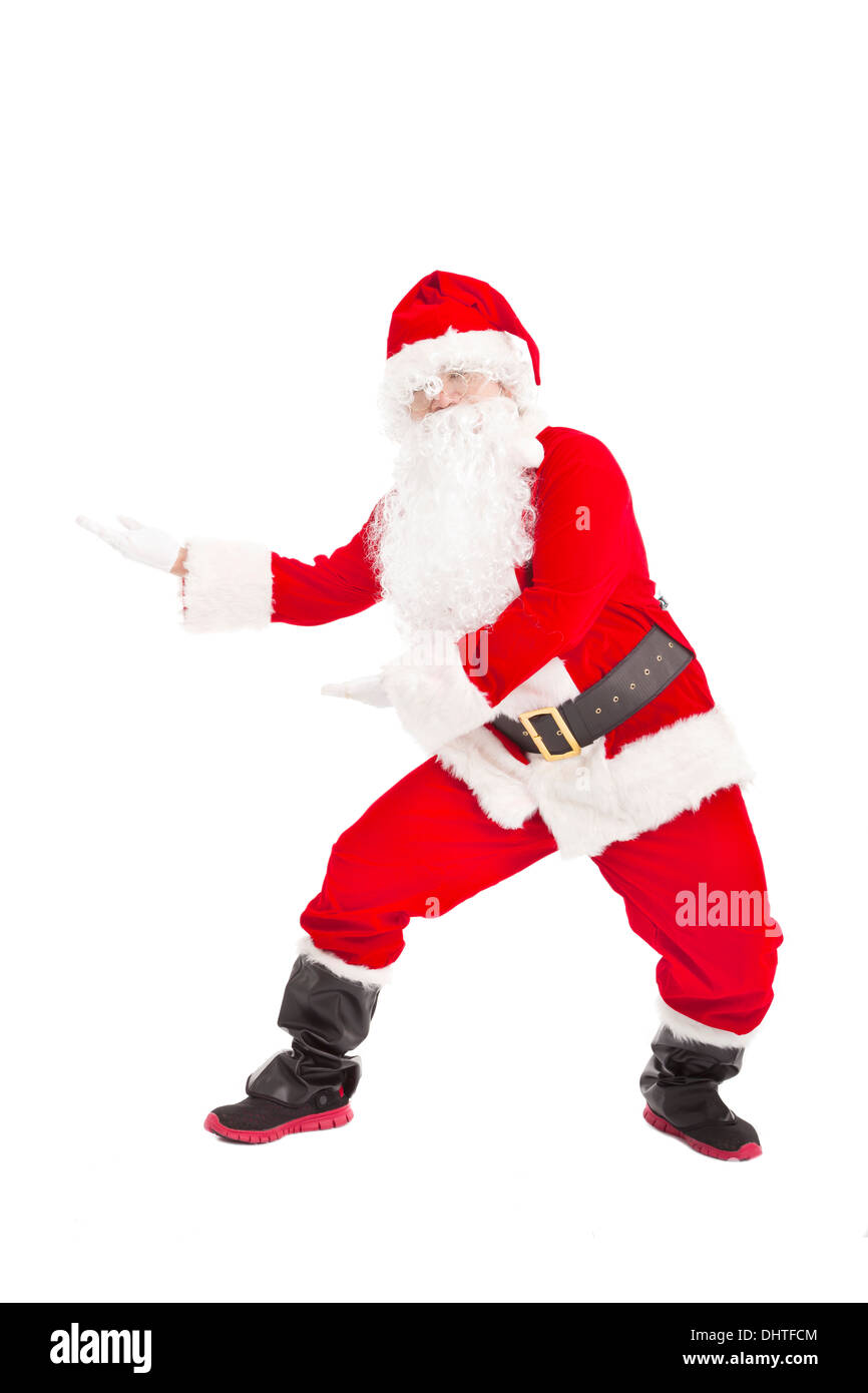 Felice Natale Santa Claus dancing Foto Stock