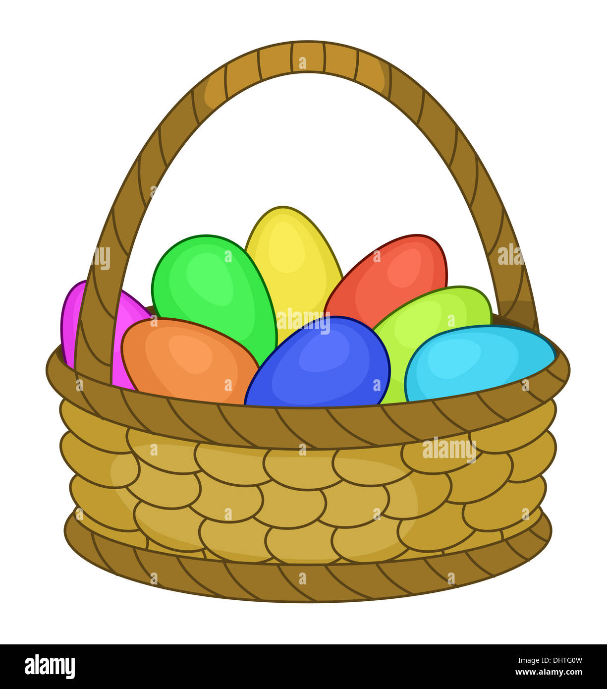 Cesto di pasqua con uova dipinte Foto Stock