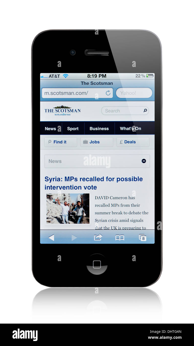 Lo schermo di iPhone mostra The Scotsman Newspaper website Foto Stock