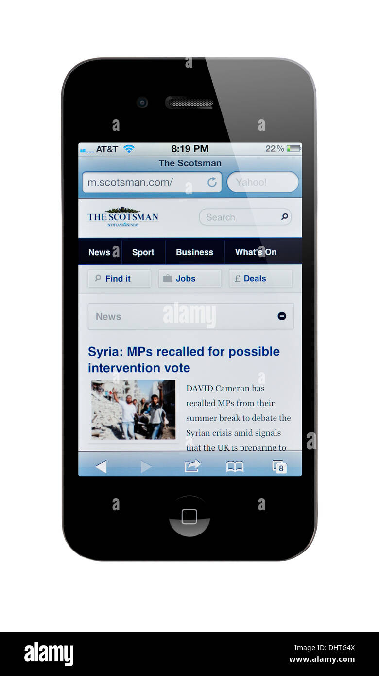 Lo schermo di iPhone mostra The Scotsman Newspaper website Foto Stock