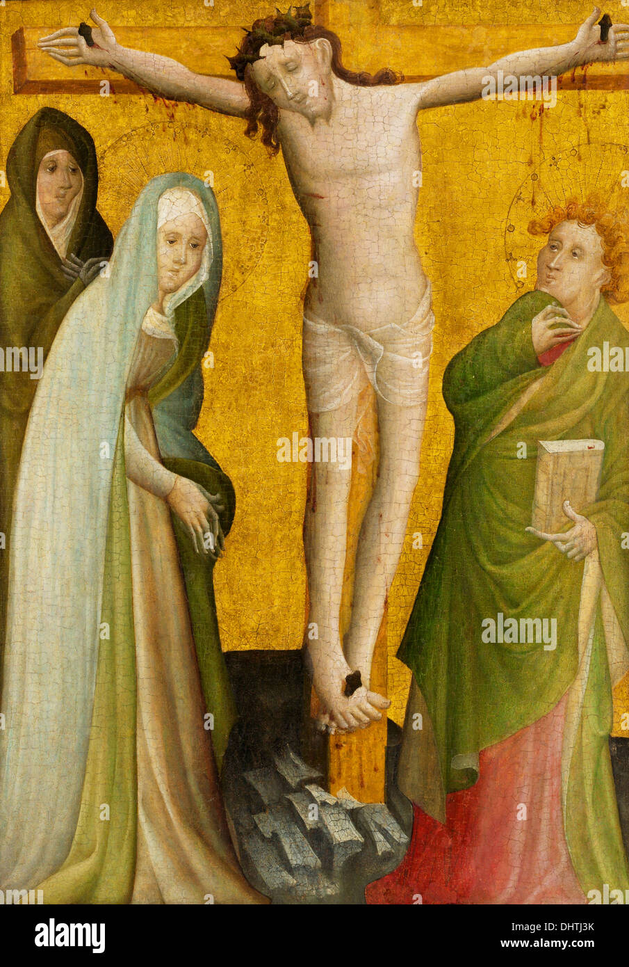 La crocifissione - dal maestro del Berswordt altare, 1400 Foto Stock