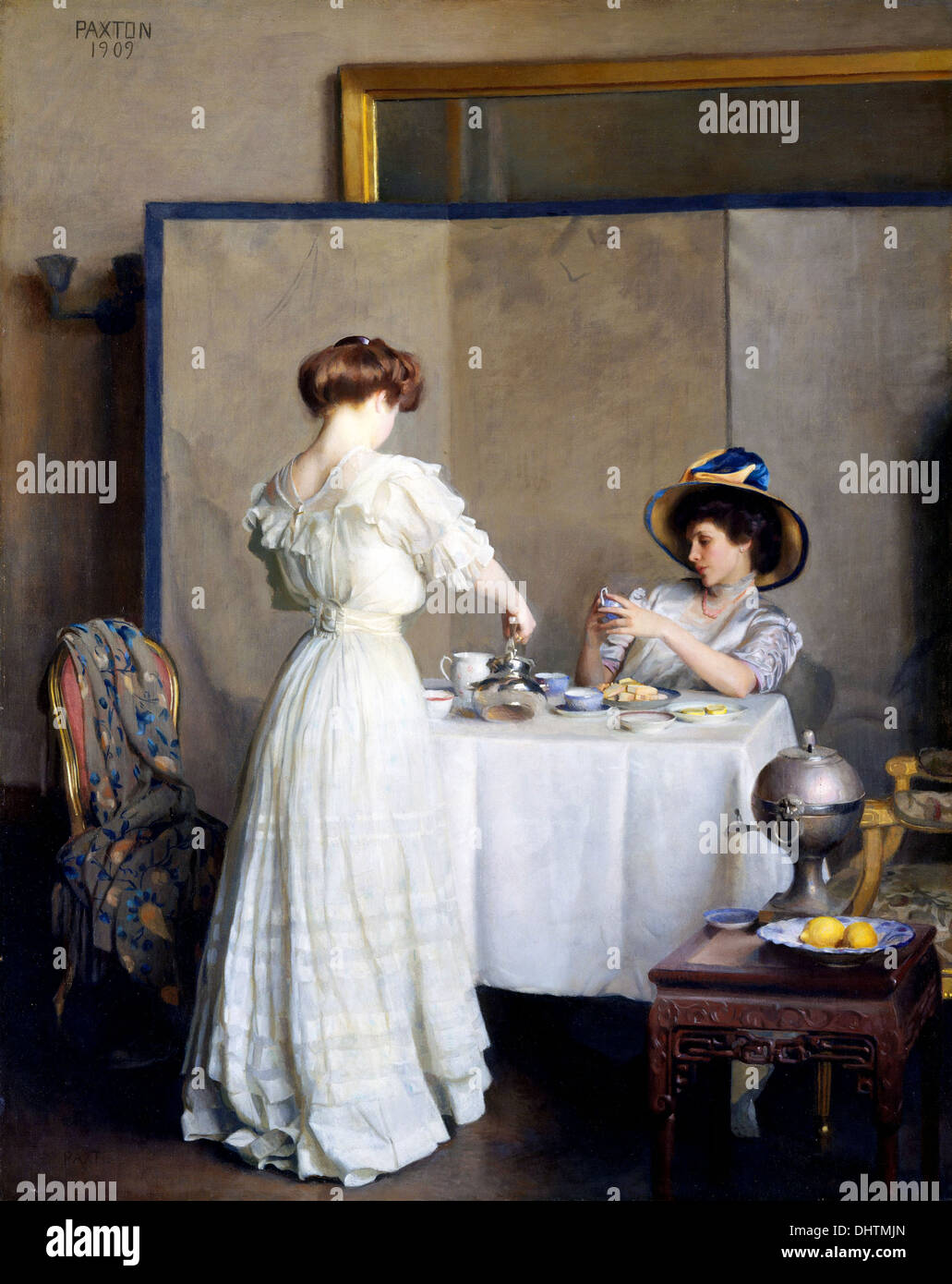 Le foglie di tè - da William McGregor Paxton, 1909 Foto Stock