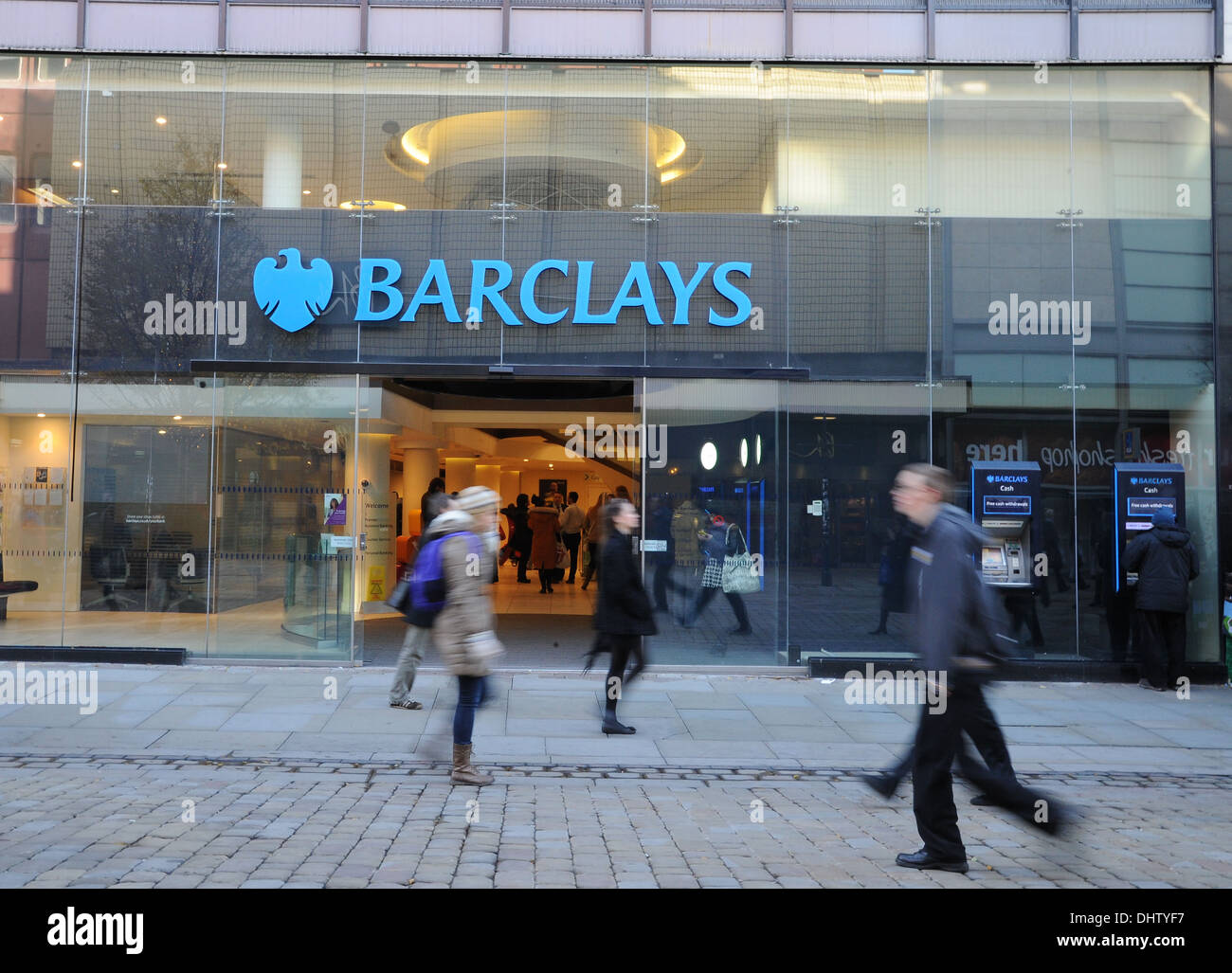 Barclays Bank ramo su Market Street Manchester City Centre. Foto Stock
