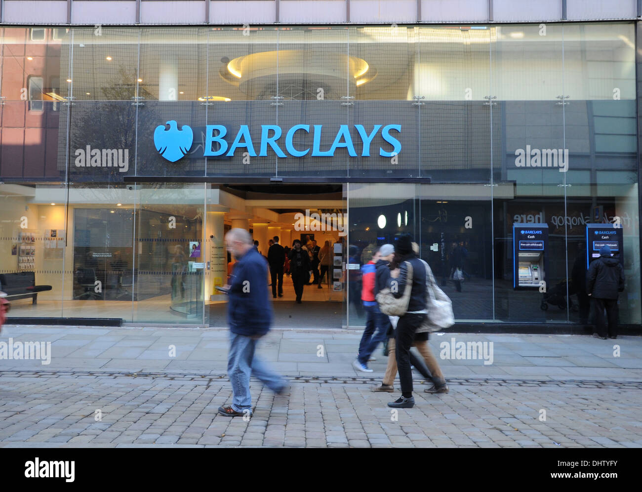 Barclays Bank ramo su Market Street Manchester City Centre. Foto Stock
