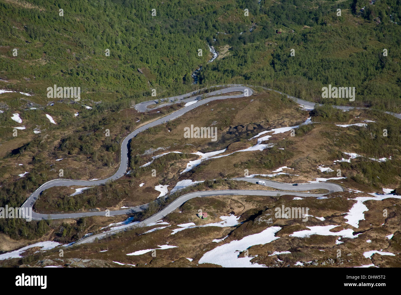 Strada a serpentina Dalsnibba Geiranger Mountain Foto Stock