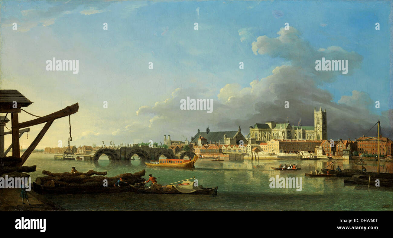 Il Palazzo di Westminster Bridge - da Samuel Scott, 1700 Foto Stock