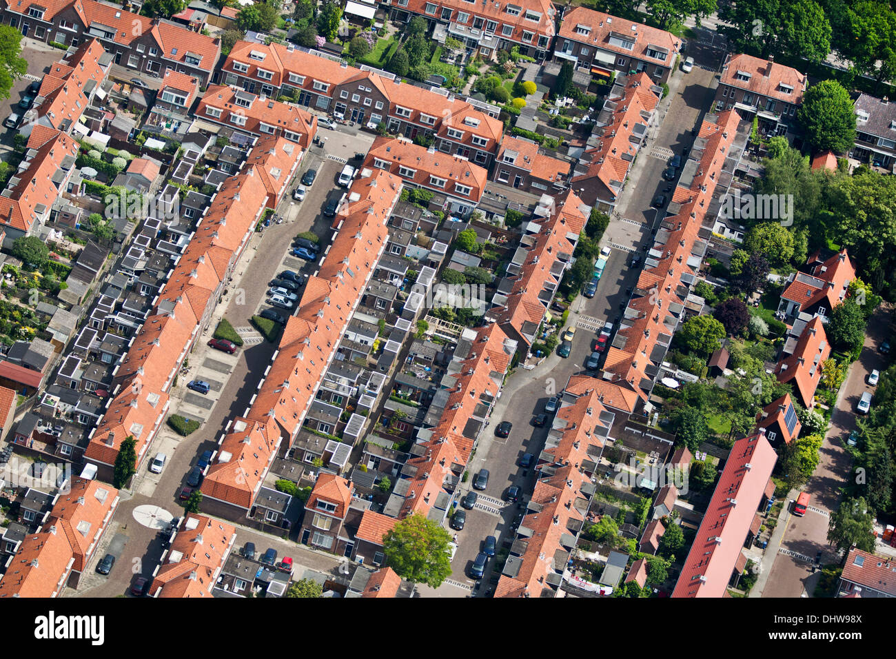 Paesi Bassi, Zwolle, quartiere residenziale. Antenna Foto Stock