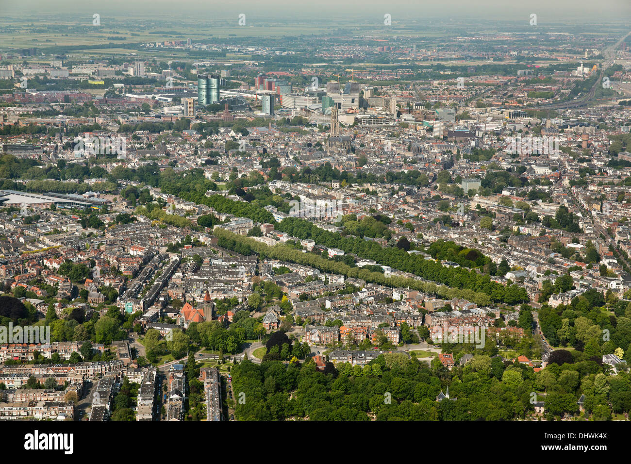 Paesi Bassi Utrecht, vista sulla città da est. Antenna Foto Stock