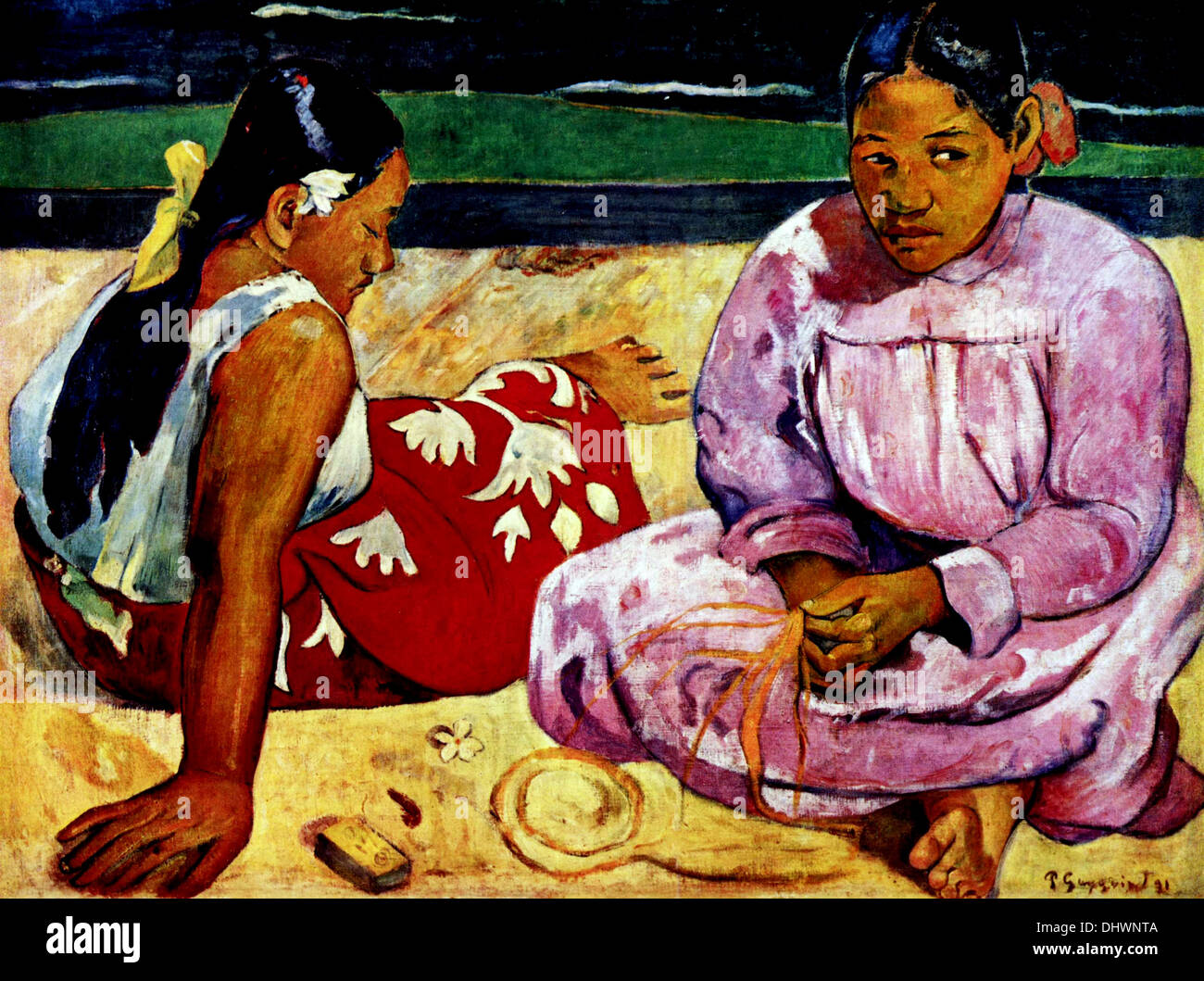 Donne tahitiane sulla spiaggia - da Paul Gauguin, 1891 Foto Stock