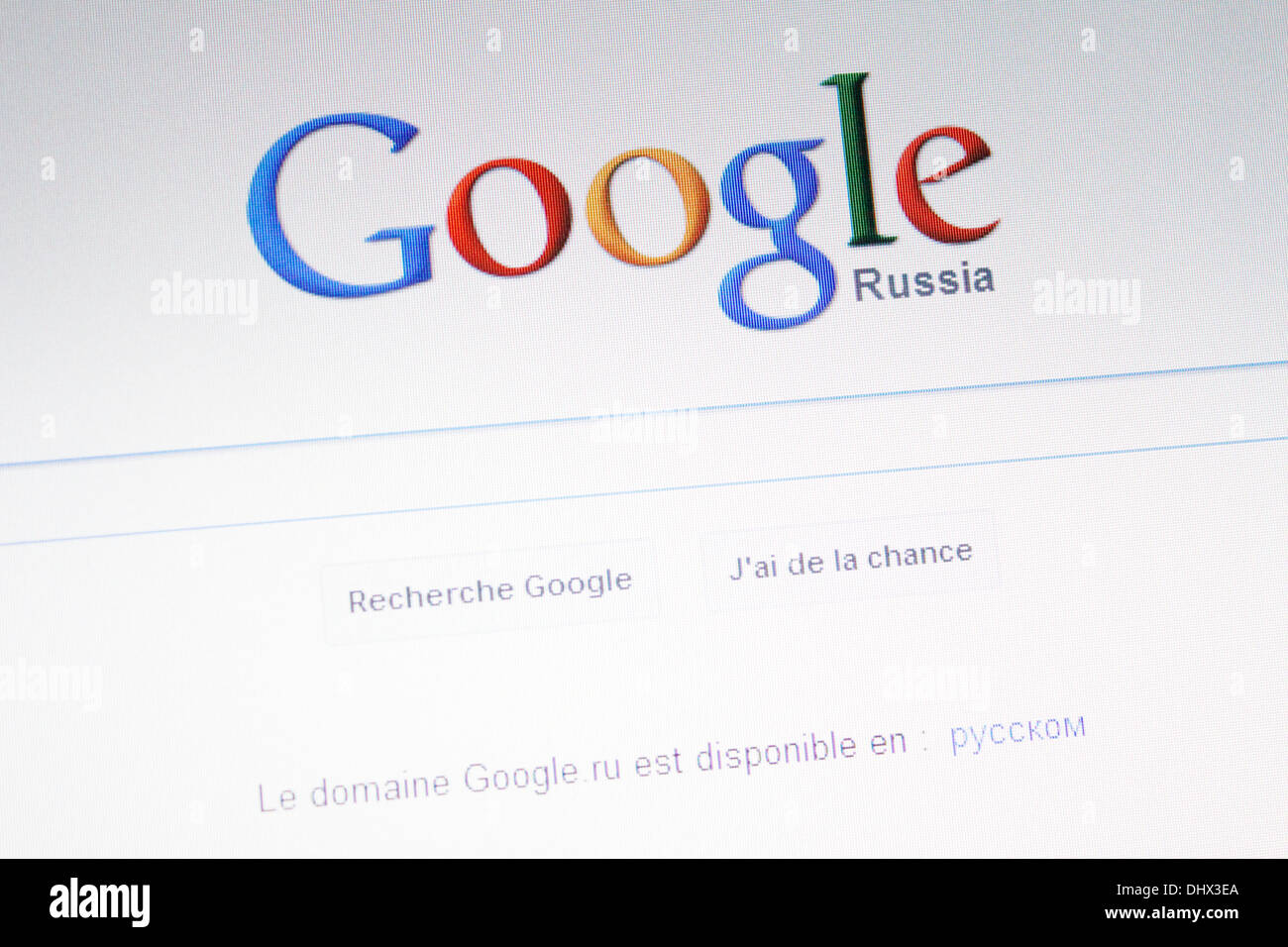 Sito web per google la Russia nel campo di ricerca, motore di ricerca in internet. Foto Stock