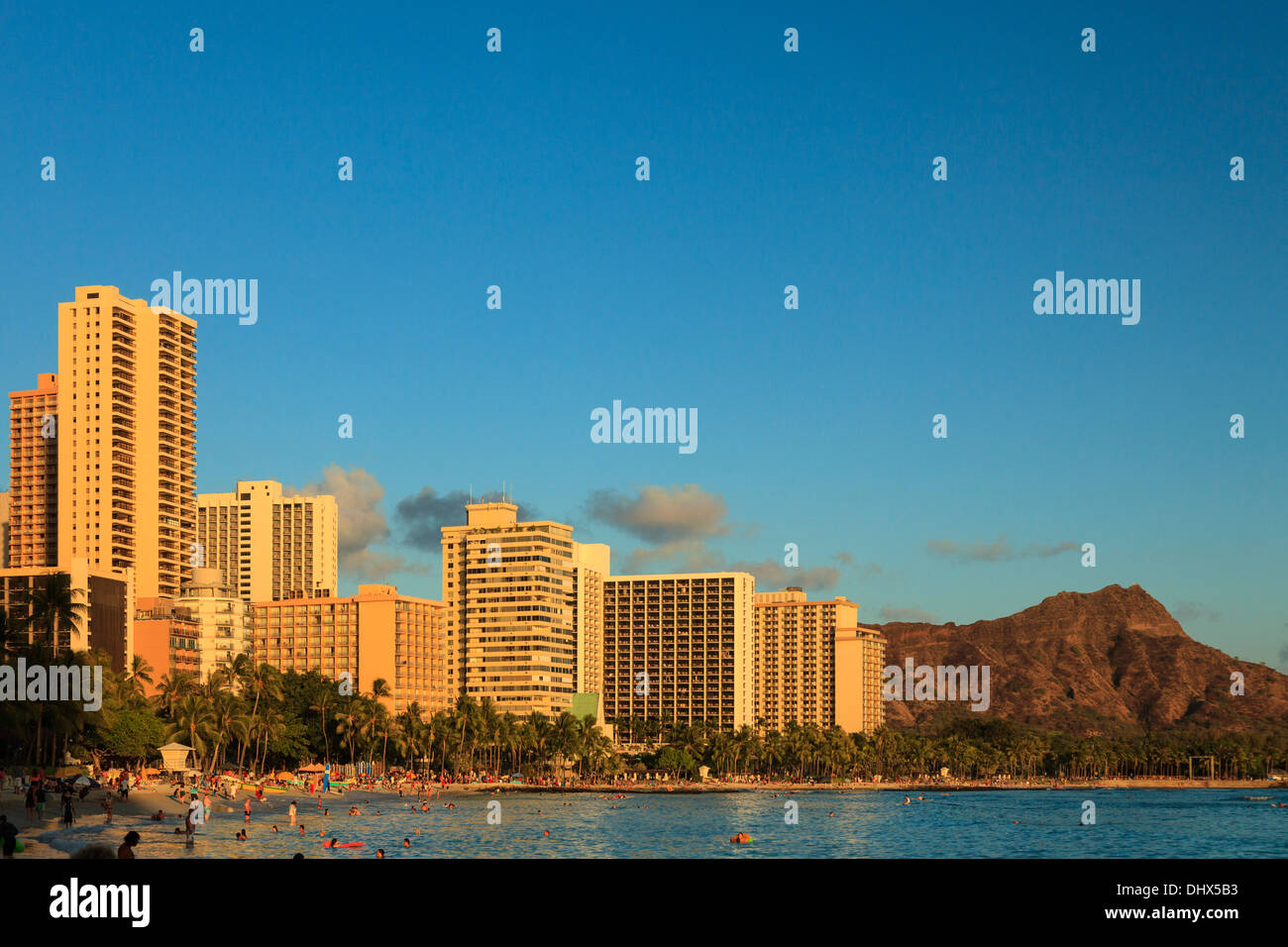 Stati Uniti d'America, Hawaii, Oahu, Honolulu e Waikiki Beach Foto Stock