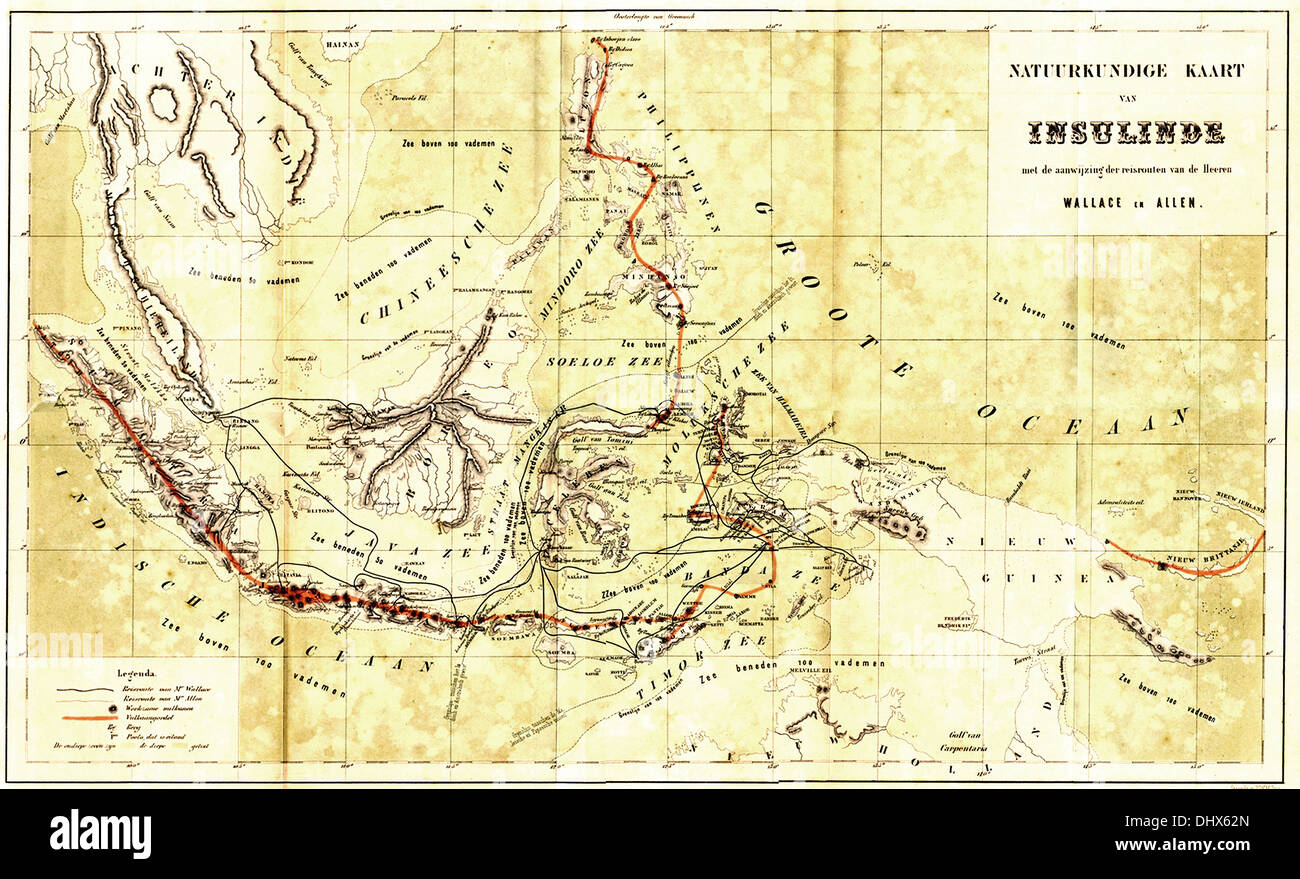 Un vintage mappa di Arcipelago Malese Foto Stock
