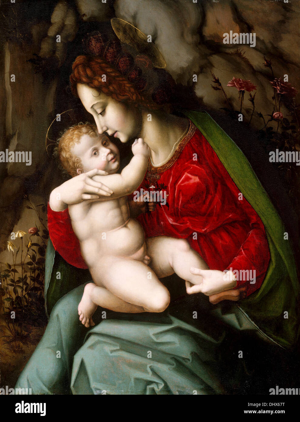 La Madonna e il bambino - Da Bachiacca, 1520's Foto Stock