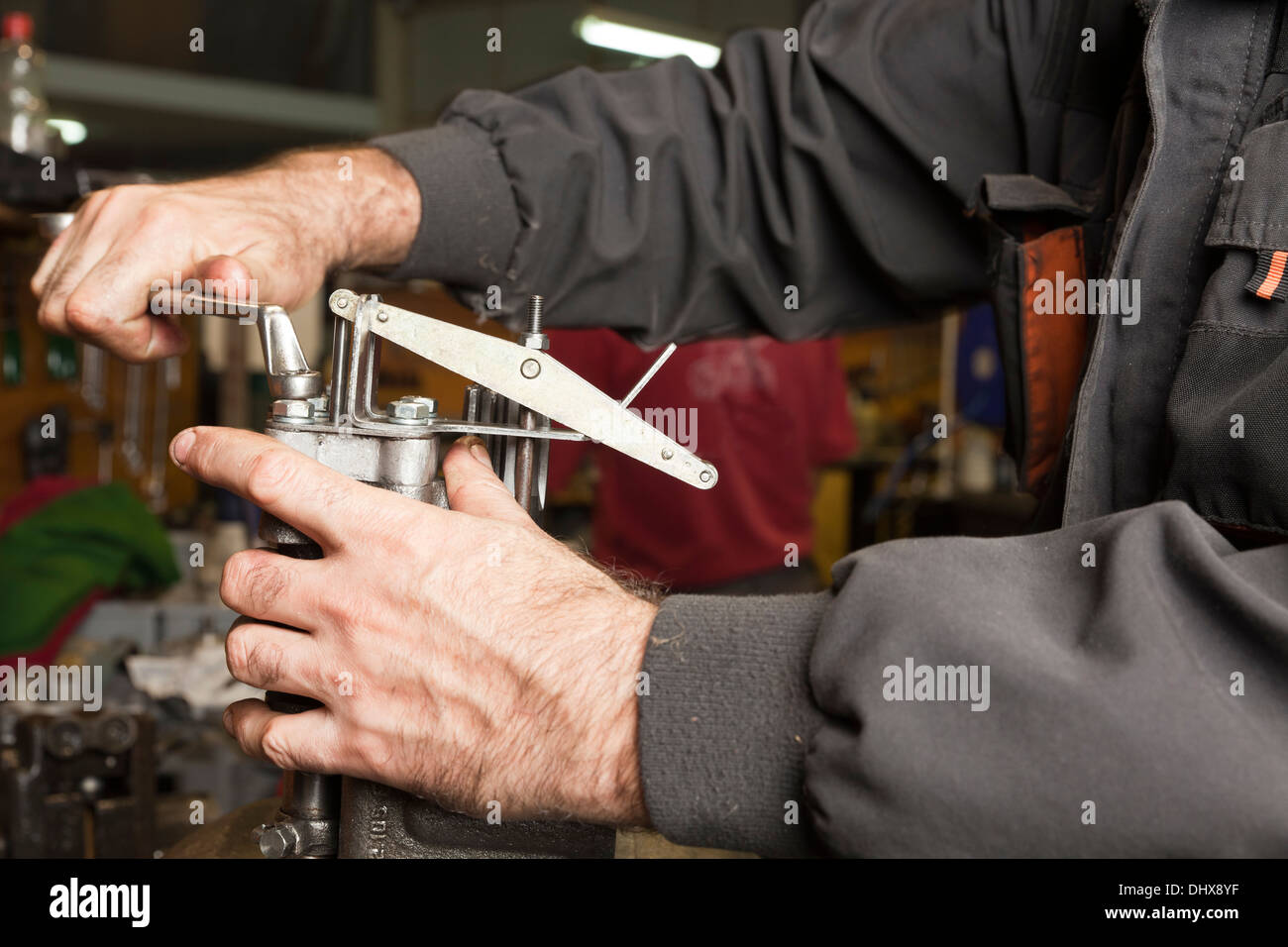 Parti metalliche di macchine idrauliche Foto Stock