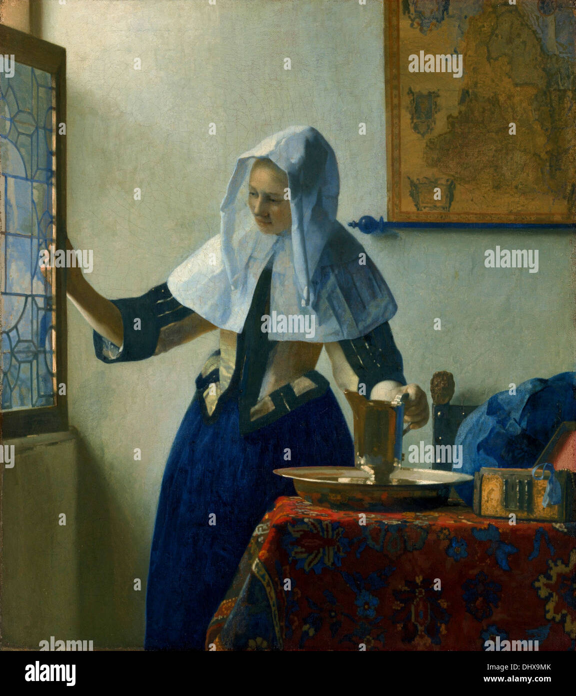 Mulher Vermeer Deitada Na Cama Antiga Da Copa Imagem de Stock - Imagem de  vestido, roupa: 164335627