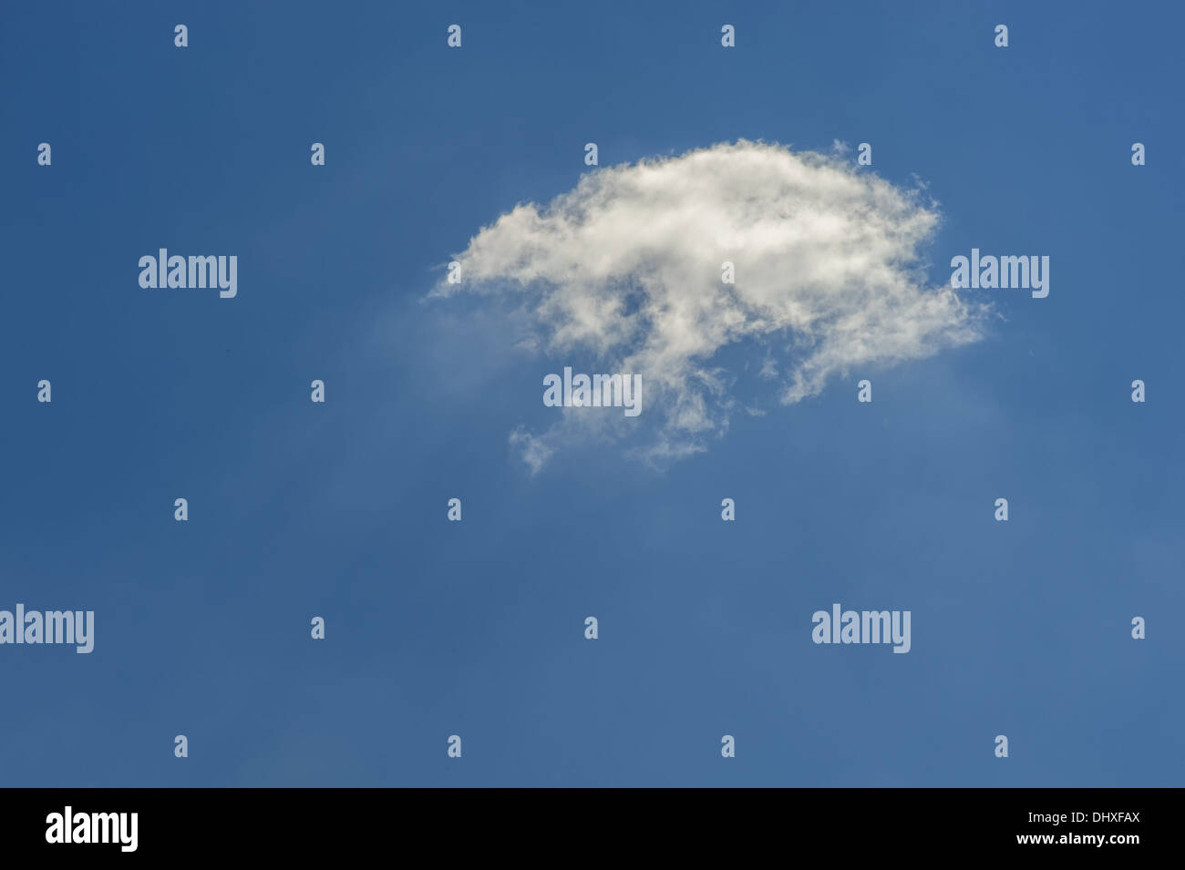 Una piccola nube bianca contro un cielo blu Foto Stock