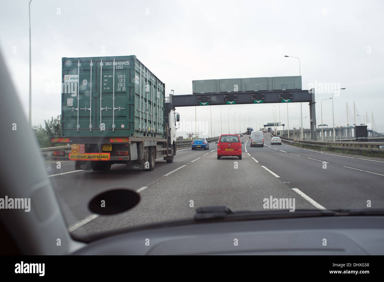 Autostrada M25, avvicinando il QE2 bridge Foto Stock