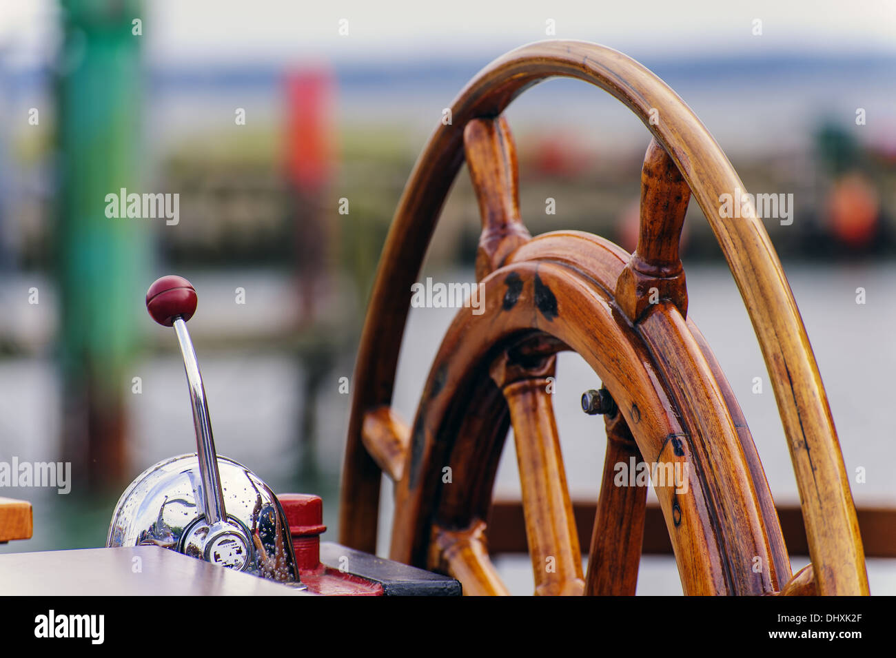 Close-up di una vecchia nave a vela timone Foto Stock