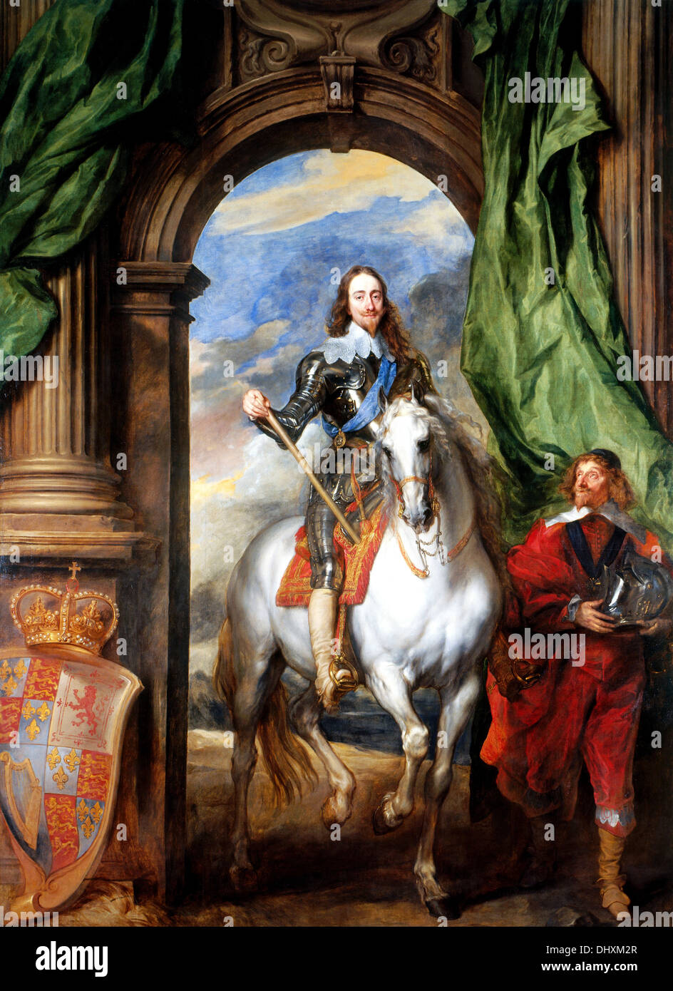 Carlo I a cavallo con M. De St Antoine - da Anthony van Dyck, 1633 Foto Stock