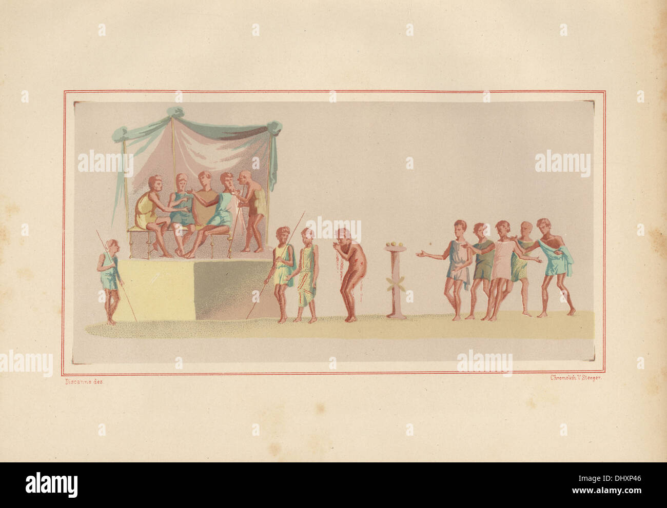 Dipinto di scena di un giorno di festa dal nuovo fullonica. Foto Stock