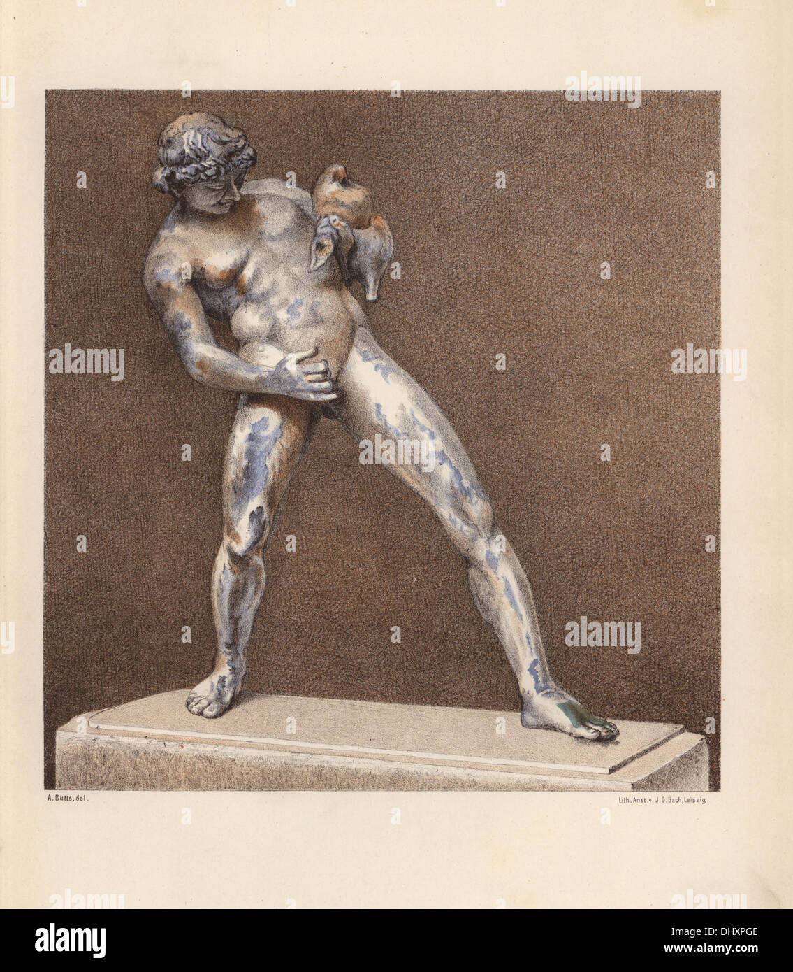 Statua di bronzo di un fauno ubriaco dalla casa di Patrizio. Foto Stock