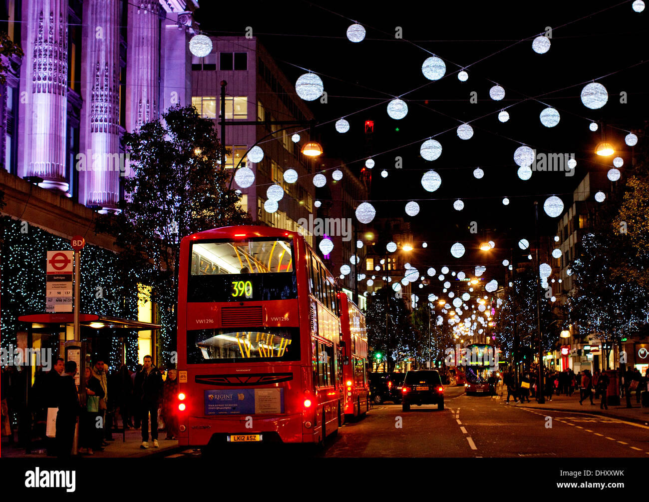Le luci di Natale 2013 a Oxford Street, Londra Foto Stock