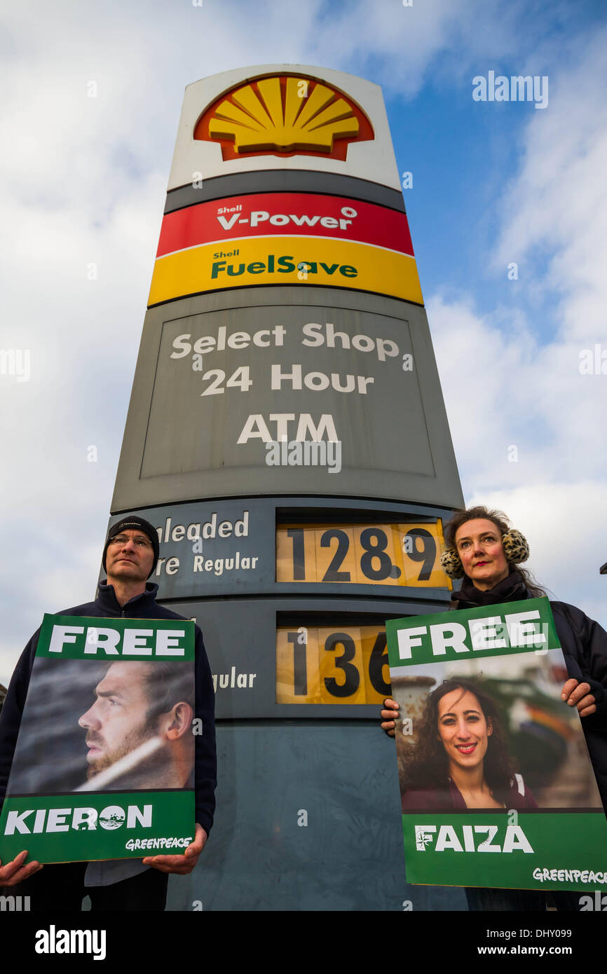 Londra, Regno Unito. Il 16 novembre 2013. Greenpeace giornata di azione globale per liberare l'artico 30 in London Credit: Guy Corbishley/Alamy Live News Foto Stock