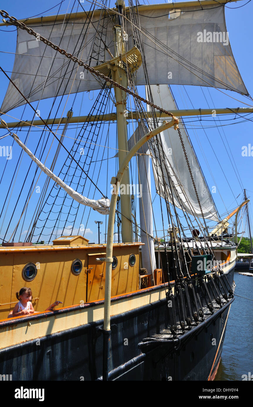 Joseph Conrad veliero, Mystic Seaport, Connecticut, Stati Uniti d'America Foto Stock