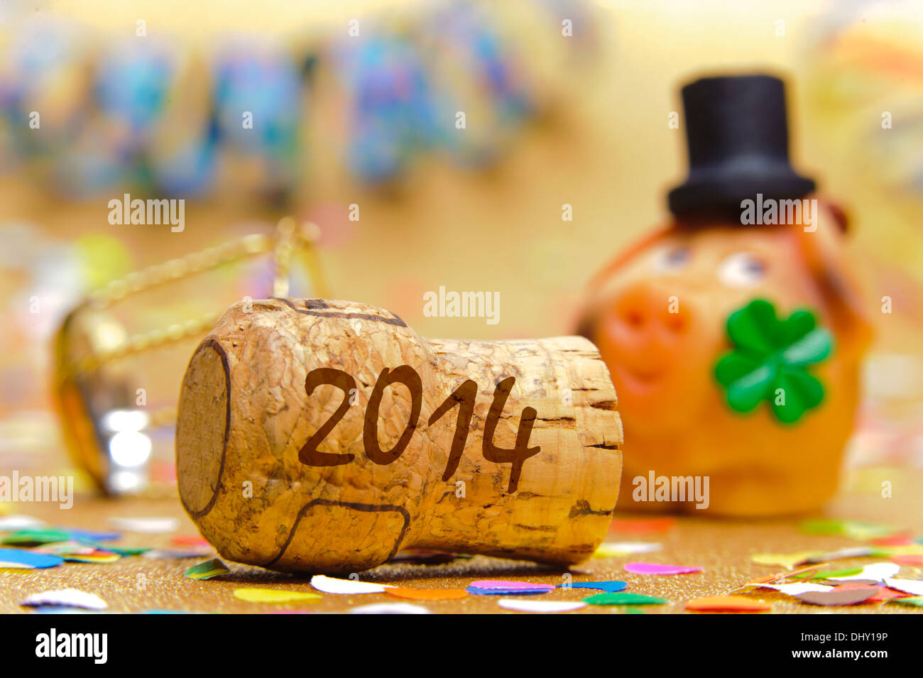 Champagne a capodanno 2014 Foto Stock
