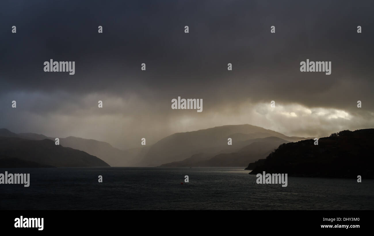 Meteo chiude in Scozia Highlands, Kylesku, REGNO UNITO Foto Stock