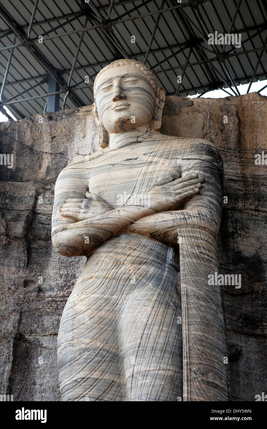 Scultura di Buddha (XII secolo), Gal Vihara, Sri Lanka Foto Stock