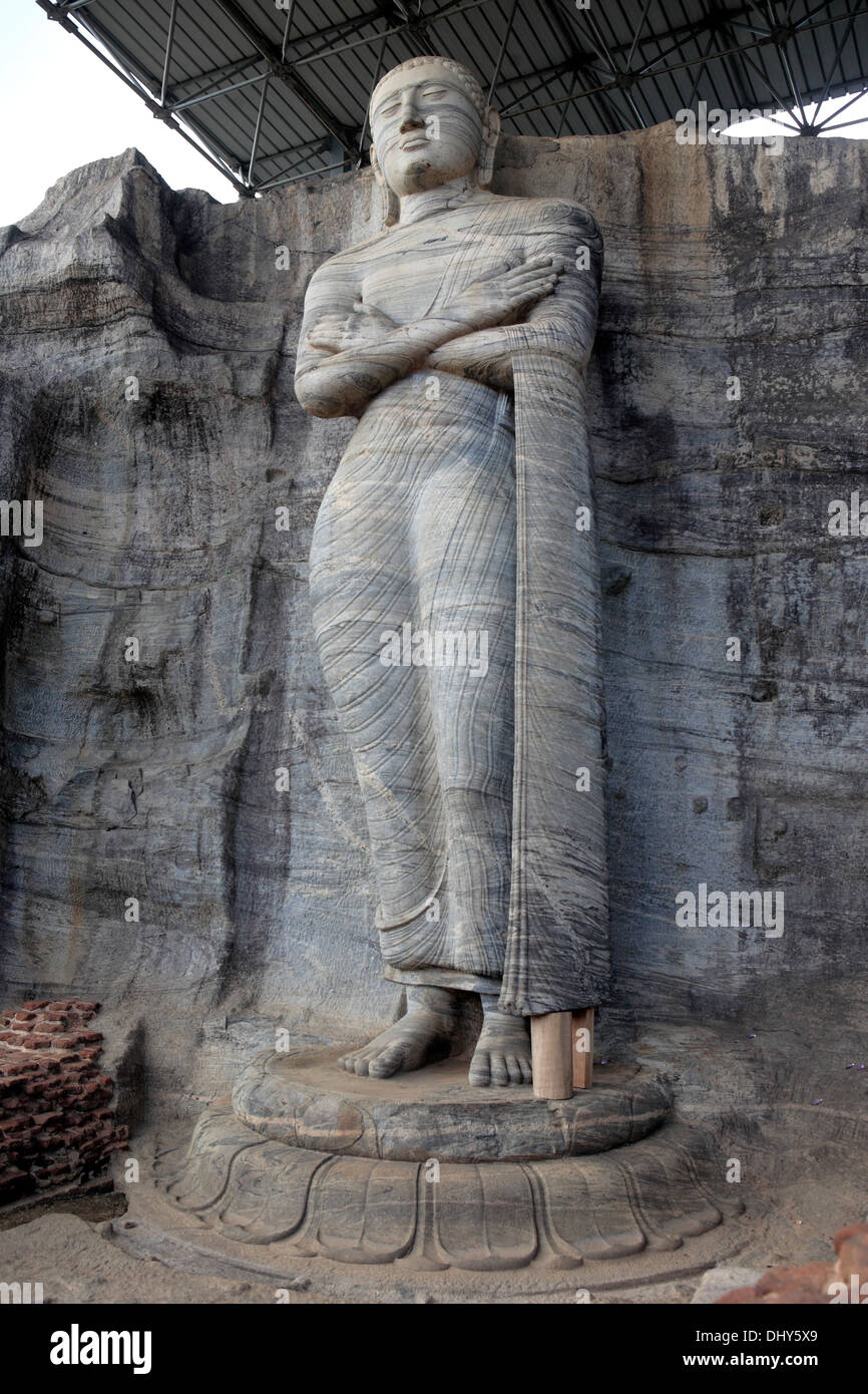 Scultura di Buddha (XII secolo), Gal Vihara, Sri Lanka Foto Stock