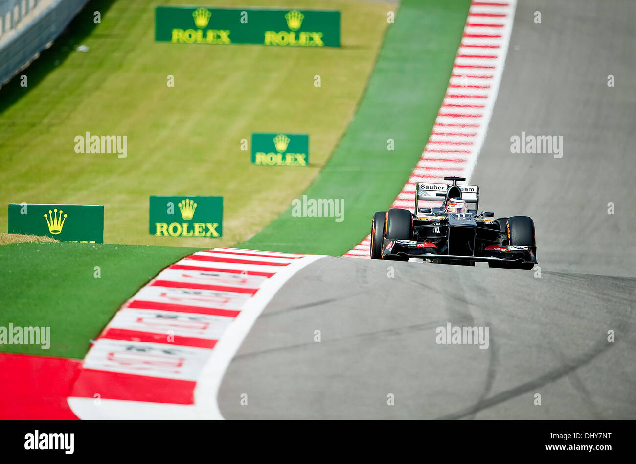 Austin, Texas, Stati Uniti d'America. Xvi Nov, 2013. Novembre 16, 2013: Nico Hulkenberg #11 con la Sauber F 1 team alla sessione di qualifica, Formula 1 U.S. Il Grand Prix al circuito delle Americhe di Austin, TX. Credito: csm/Alamy Live News Foto Stock