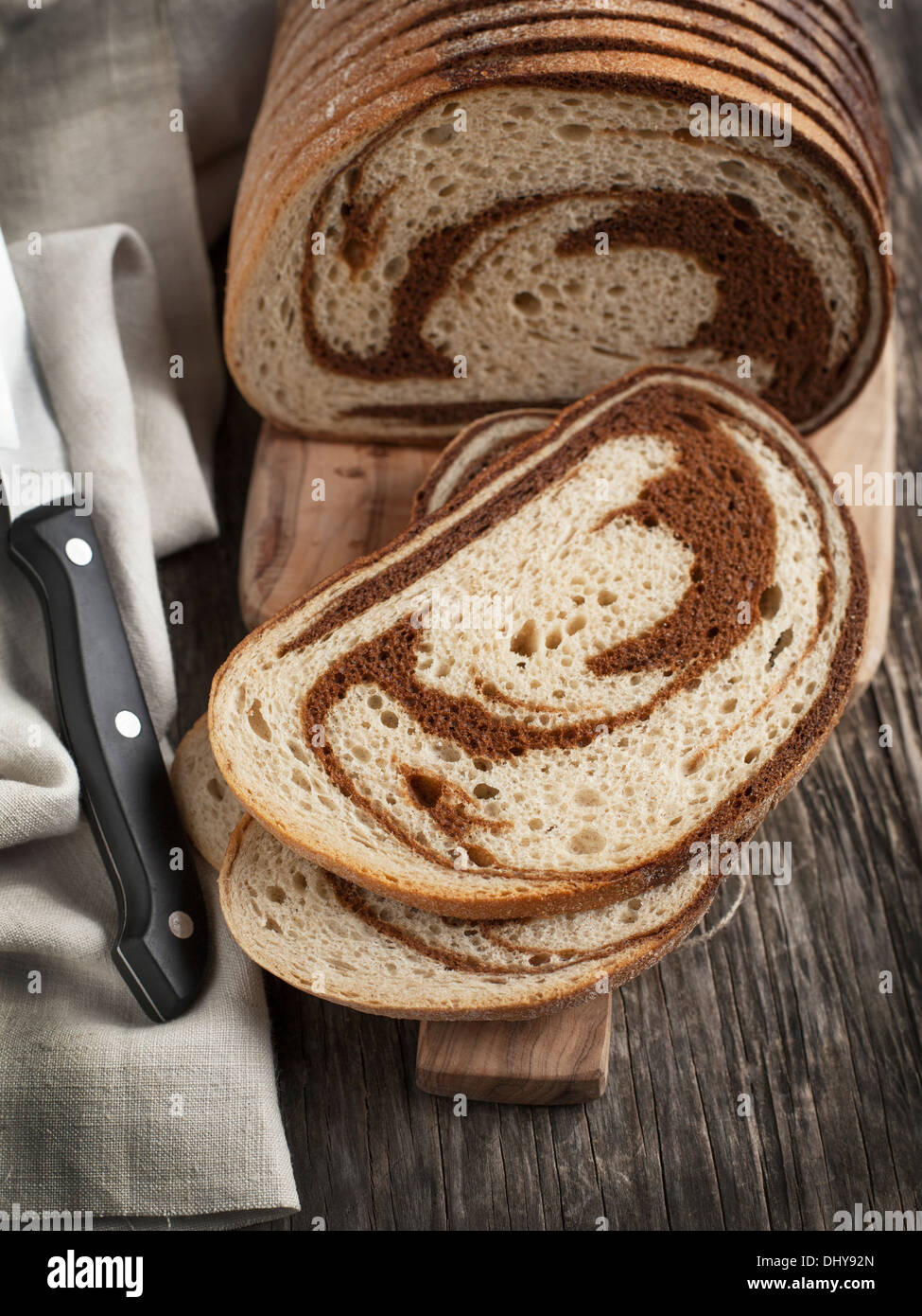 Il marmo del pane di segale Foto Stock