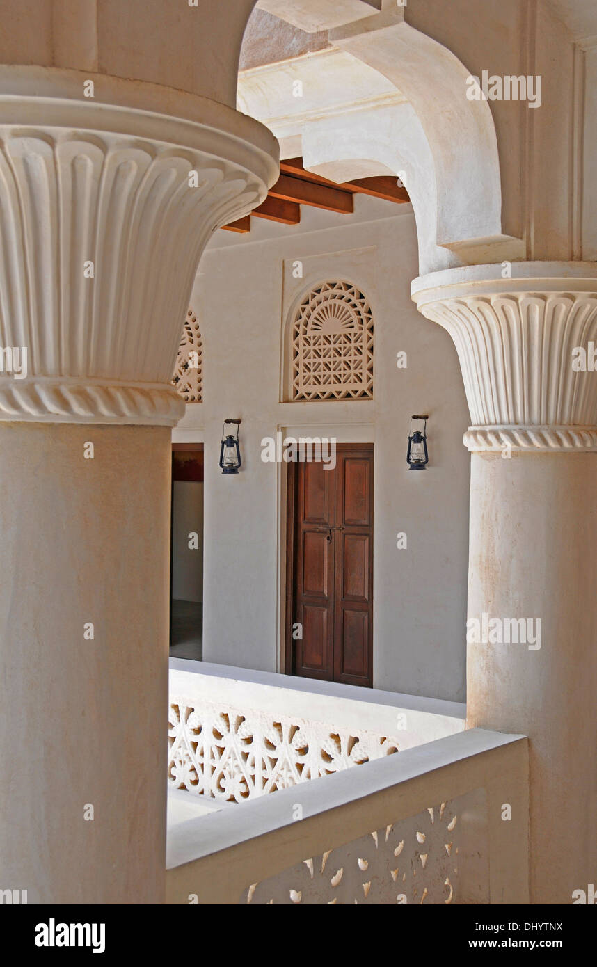 Architettura tradizionale, Al Bastakiya District, Dubai, Emirati Arabi Uniti. Foto Stock