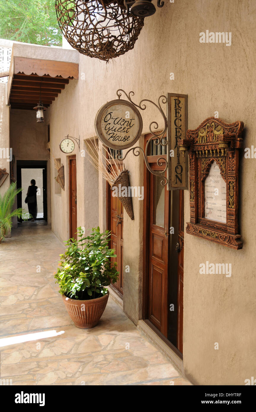 Orient Guest House, Al Bastakiya District, Dubai, Emirati Arabi Uniti Foto Stock