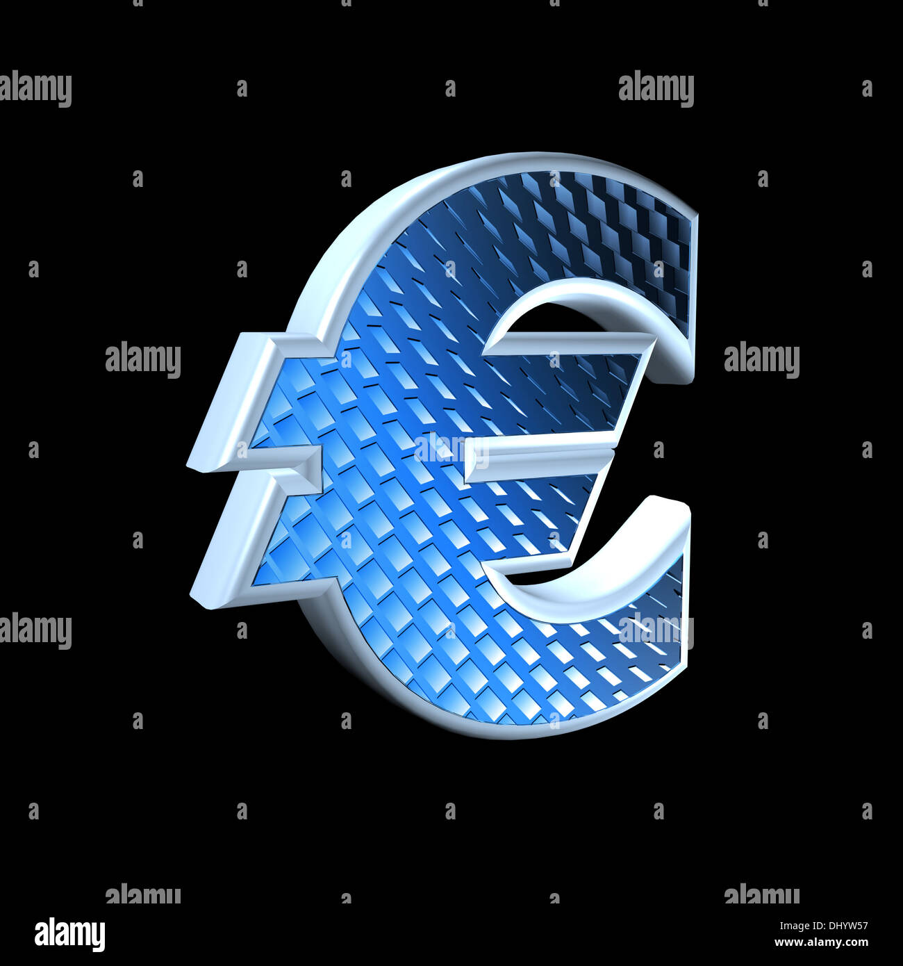 Abstract 3d simbolo della valuta con pattern blu texture - euro Foto Stock