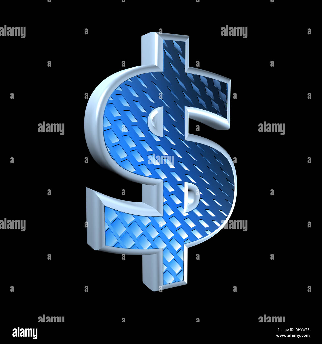 Abstract 3d cambio segno blu con texture pattern - Dollaro Foto Stock