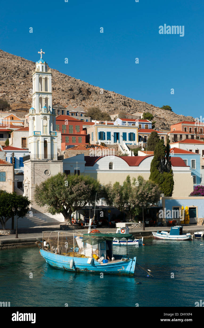 Griechenland, Dodekanes, Insel Chalki, Inselhauptort Nimborio Foto Stock