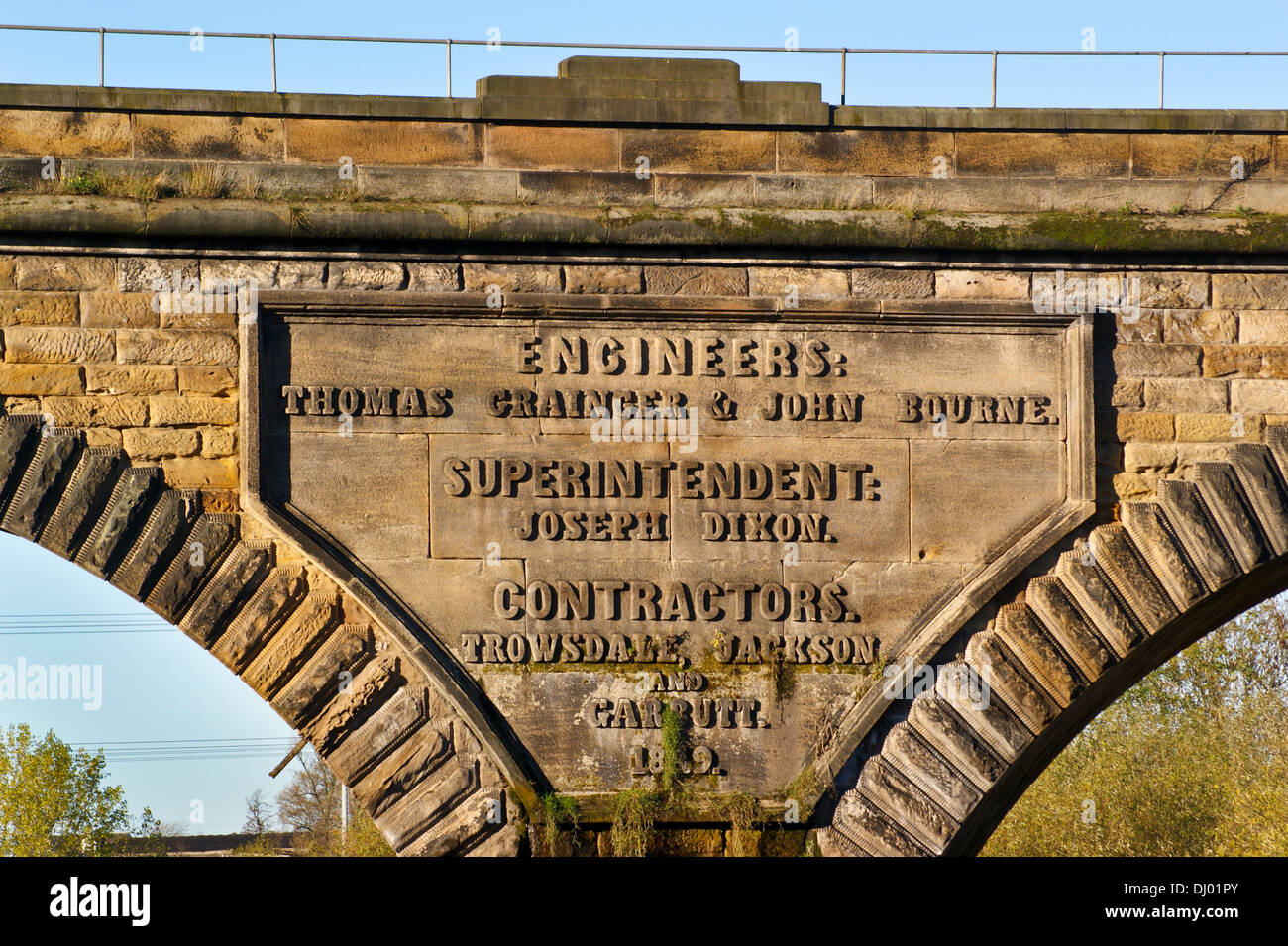 Yarm viadotto ferroviario sul Fiume Tees dalla Grainger e Bourne, 1848-52, Yarm, County Durham Inghilterra Foto Stock