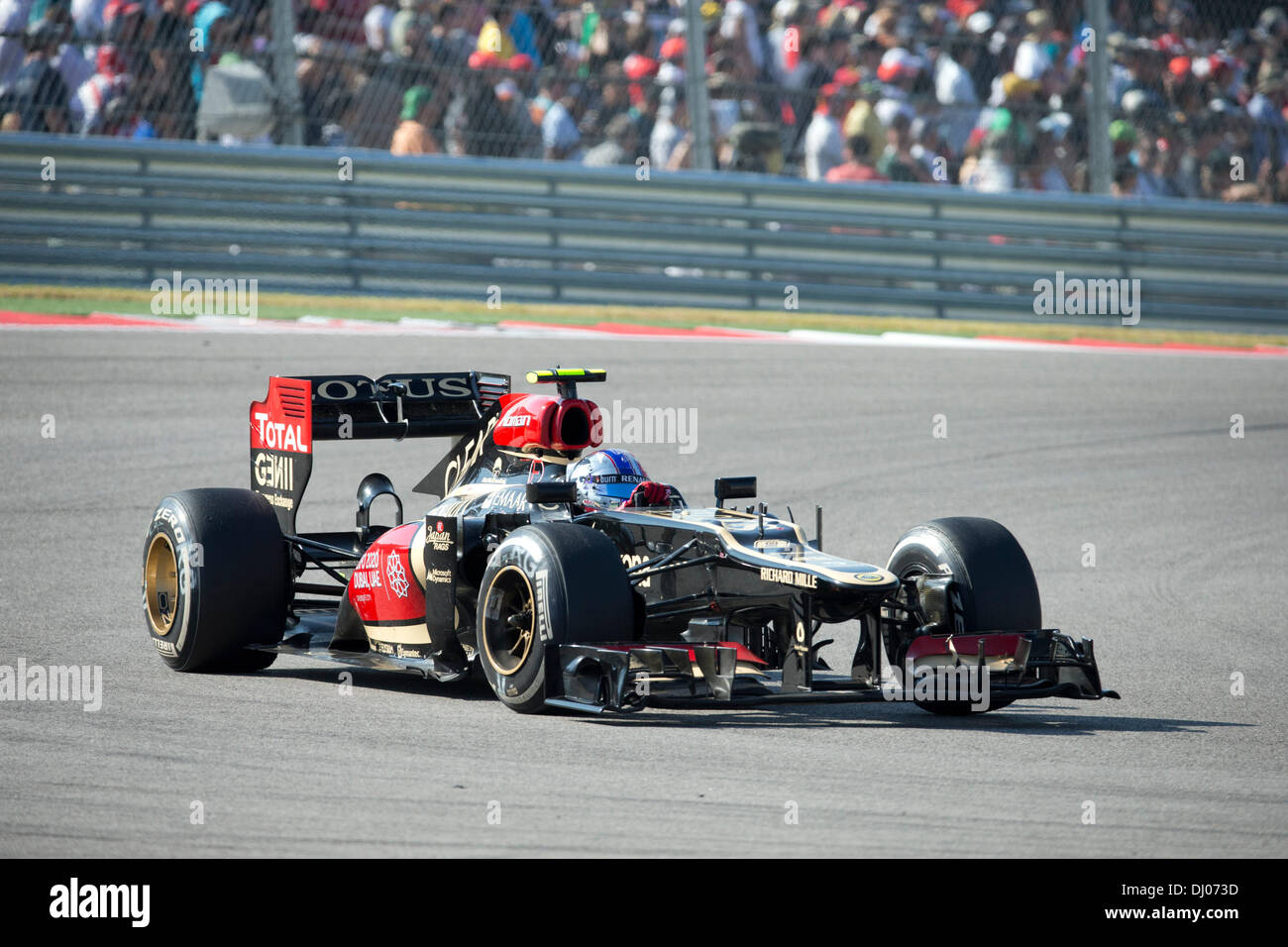 Autista Romain Grosjean a sua volta uno durante il Gran Premio degli Stati Uniti presso il circuito delle Americhe via al di fuori di Austin. Foto Stock