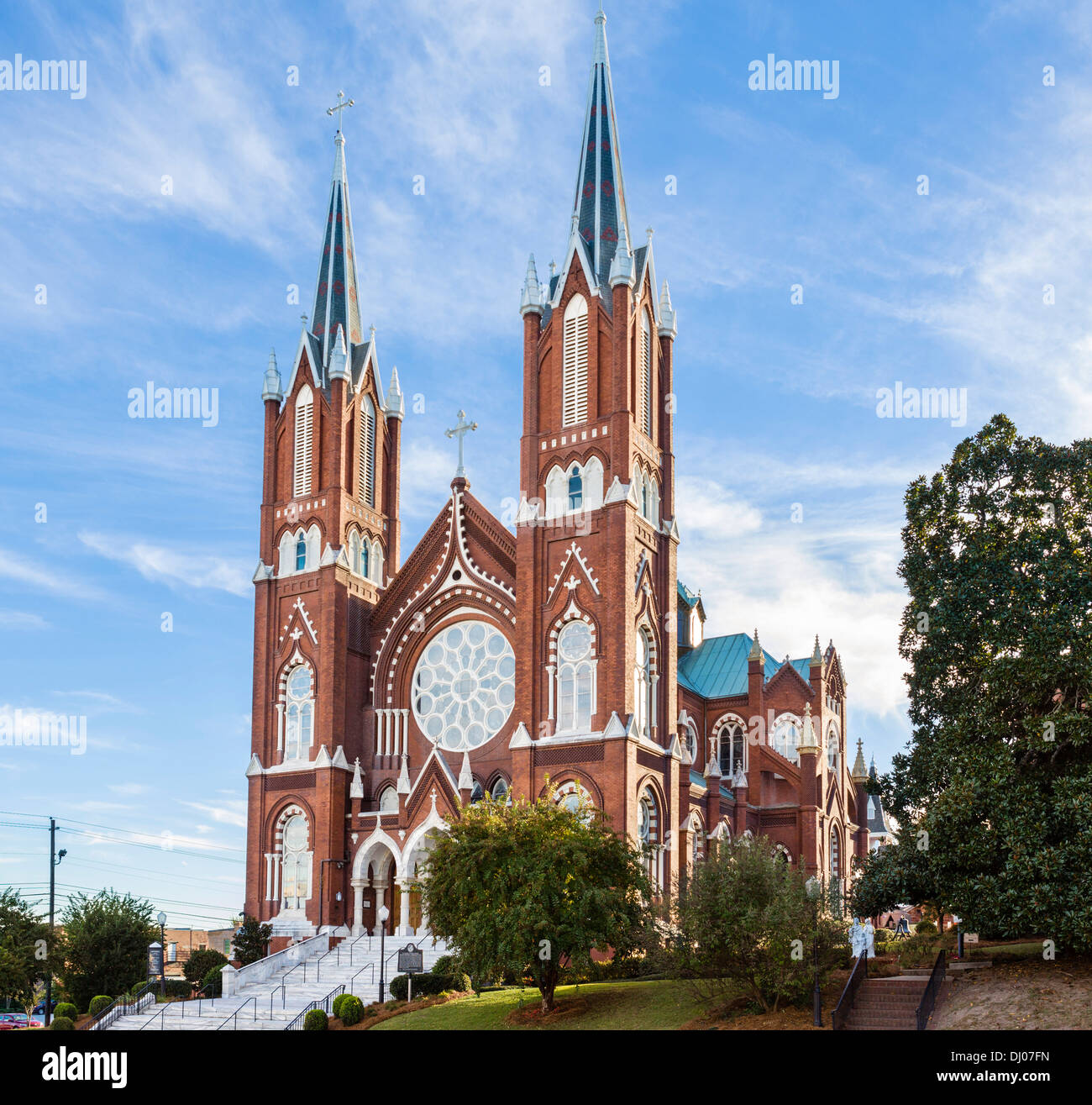 San Giuseppe Chiesa cattolica su Poplar Street nel centro di Macon, GEORGIA, STATI UNITI D'AMERICA Foto Stock
