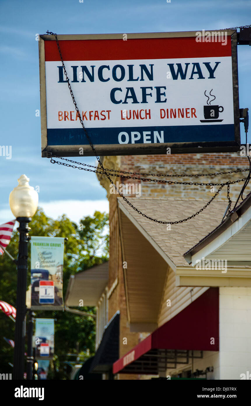 Via Lincoln Cafe di Franklin Grove, Illinois, una città lungo la Lincoln Highway Foto Stock
