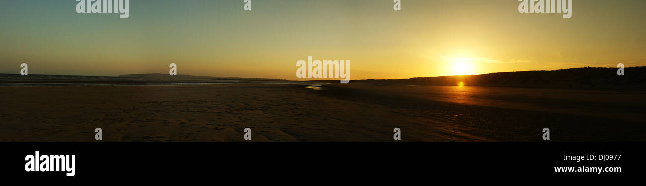 Camber Sands hastings east sussexs spiaggia tramonto Foto Stock